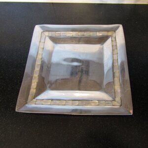Square silver tray with mother of pearl inlay